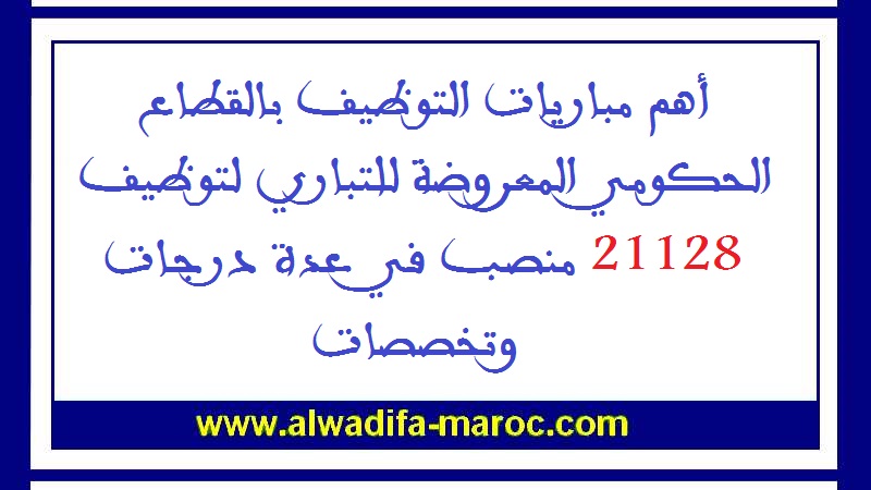 أهم مباريات التوظيف بالقطاع الحكومي المعروضة للتباري لتوظيف 21128 منصب في عدة درجات وتخصصات