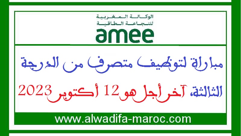 الوكالة المغربية للنجاعة الطاقية: مباراة لتوظيف متصرف من الدرجة الثالثة، آخر أجل هو 12 أكتوبر 2023