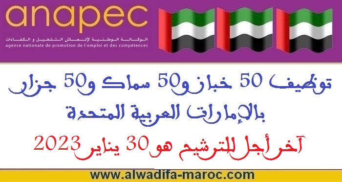 الأنابيك سكيلز: توظيف 50 خباز و50 سماك و50 جزار بالإمارات العربية المتحدة، آخر أجل هو 30 يناير 2023