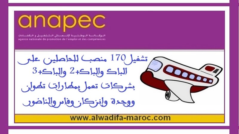 الأنابيك: تشغيل 170 منصب للحاصلين على الباك والباك+2 والباك+3 بشركات تعمل بمطارات تطوان ووجدة وإنزكان وفاس والناضور 