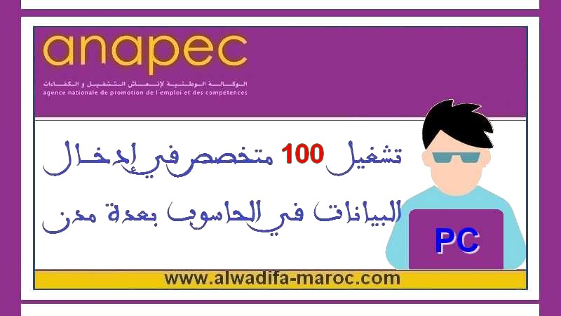 الوكالة الوطنية لإنعاش التشغيل والكفاءات: تشغيل 100 متخصص في إدخال البيانات في الحاسوب بعدة مدن