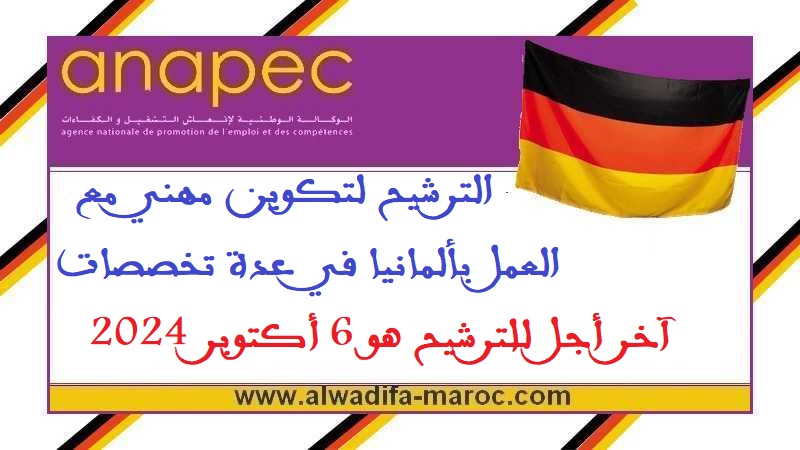 الأنابيك والوكالة الفديرالية للعمل الألمانية: الترشيح لتكوين مهني مع العمل بألمانيا في عدة تخصصات، آخر أجل للترشيح هو 6 أكتوبر 2024