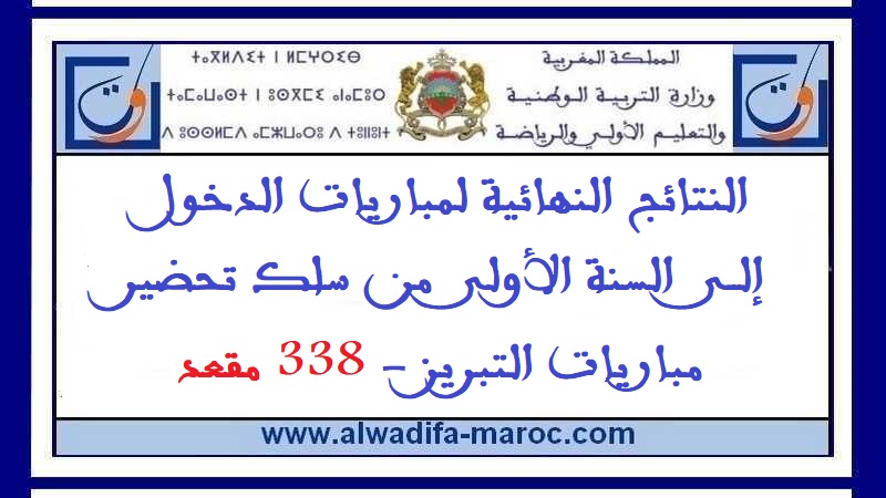 وزارة التربية الوطنية: النتائج النهائية لمباريات الدخول إلى السنة الأولى من سلك تحضير مباريات التبريز - 338 مقعد