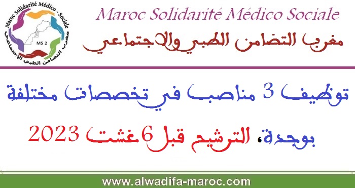 L’association Maroc Solidarité Médico-Sociale (MS2) recherche 3 profils basés à Oujda