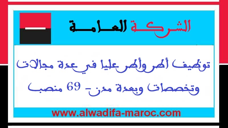 بنك الشركة العامة: توظيف أطر وأطر عليا في عدة مجالات وتخصصات وبعدة مدن - 69 منصب